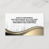 Gold Metallic Real Anwesen Logo | City Skyline Visitenkarte (Rückseite)