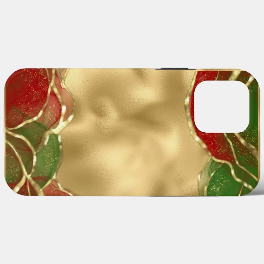 Gold Metallic Red Green Alcohol Ink Holiday Case-Mate iPhone Hülle (Rückseite (Horizontal))