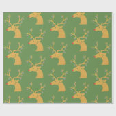 Gold Metallic Reindeer Rudolph Holiday Weihnachten Geschenkpapier (Flach)