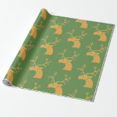 Gold Metallic Reindeer Rudolph Holiday Weihnachten Geschenkpapier (Ungerollt)
