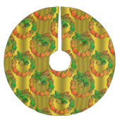 Gold Metallic Rot und Grün Weihnachten Polyester Weihnachtsbaumdecke (Vorderseite)