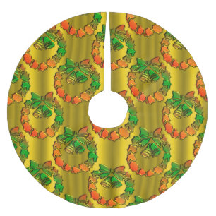 Gold Metallic Rot und Grün Weihnachten Polyester Weihnachtsbaumdecke