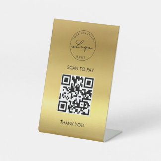 Gold Metallic Scan Me QR-Logo Sockelschild