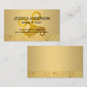 Gold Metallic | Schere Haarsalon-Logo Visitenkarte (Vorne/Hinten)