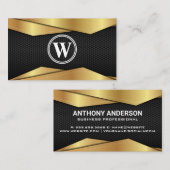 Gold Metallic | Schwarze Metallstruktur Visitenkarte (Vorne/Hinten)