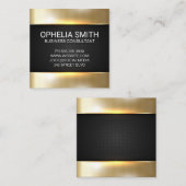 Gold Metallic Shine | Minimalistisch | Perforated  Quadratische Visitenkarte (Vorne/Hinten)