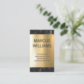 Gold Metallic Shine | Schwarzer Marmor Visitenkarte (Stehend Vorderseite)