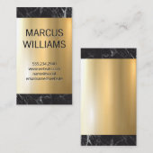 Gold Metallic Shine | Schwarzer Marmor Visitenkarte (Vorne/Hinten)