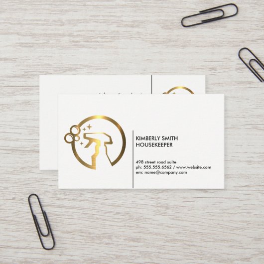 Gold Metallic Spray Flasche Visitenkarte (Vorderseite/Rückseite Beispiel)