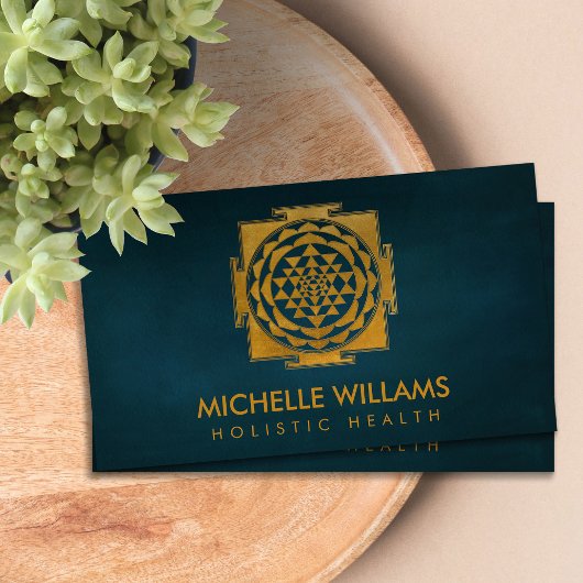 Gold Metallic Sri Yantra / Sri Chakra Business Visitenkarte