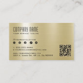 Gold Metallic Stainless Steel Texture QR Code Visitenkarte (Rückseite)