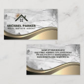 Gold Metallic Sunny Zuhause | Marmorstein Visitenkarte (Vorne/Hinten)