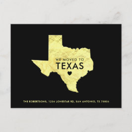 Gold Metallic Texas Karte Schwarze neue Adresse