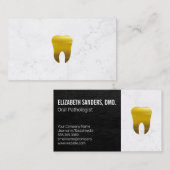 Gold Metallic Tooth Icon | Leather Marble Backgrou Visitenkarte (Vorne/Hinten)