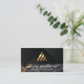 Gold Metallic Triangle Logo | Marmor | Unternehmen Visitenkarte (Stehend Vorderseite)