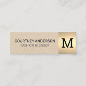 Gold Metallic Trim | Luxusleder | Monogramm Mini Visitenkarte (Vorderseite)