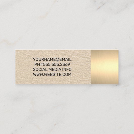 Gold Metallic Trim | Luxusleder | Monogramm Mini Visitenkarte (Rückseite)