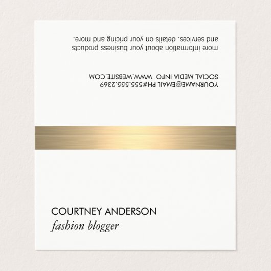 Gold Metallic Trim Visitenkarten (Außenseite Aufgefaltet)
