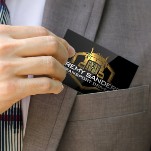 Gold Metallic Truck Logo   Schwarzer Glanz Visitenkarte