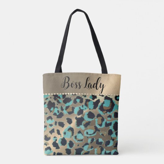 Gold Metallic Turquoise Leopard Boss Lady Tasche (Rückseite)