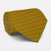 Gold Metallic und Maroon Polka Dots Muster Krawatte (Gerollt)