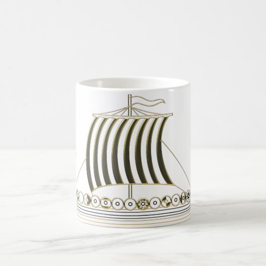 Gold Metallic Viking Longboat Mug Kaffeetasse (Mittel)