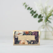 Gold Metallic | Vintages Muster für elegante Blume Visitenkarte (Stehend Vorderseite)