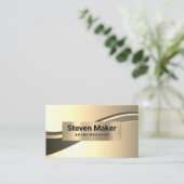 Gold Metallic Wave Visitenkarte (Stehend Vorderseite)