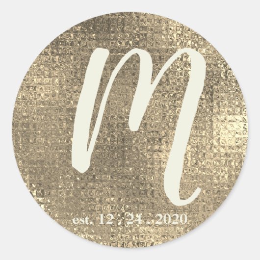 Gold Metallic Wedding Monogram Umschlag Aufkleber (Vorderseite)