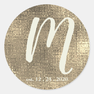 Gold Metallic Wedding Monogram Umschlag Aufkleber