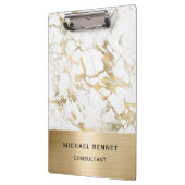 Gold Metallic White Marble Consultant Business Klemmbrett (Links)