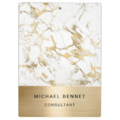 Gold Metallic White Marble Consultant Business Klemmbrett (Rückseite)