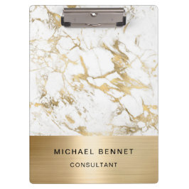 Gold Metallic White Marble Consultant Business Klemmbrett