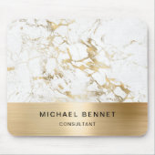 Gold Metallic White Marble Consultant Business Mousepad (Vorne)