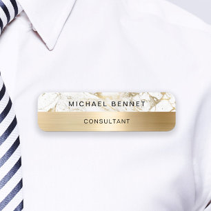 Gold Metallic White Marble Consultant Business Namensschild