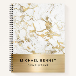 Gold Metallic White Marble Consultant Business Notizblock