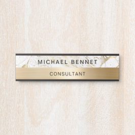 Gold Metallic White Marble Consultant Business Türschild