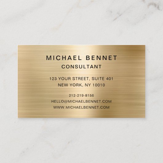 Gold Metallic White Marble Consultant Business Visitenkarte (Rückseite)