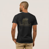 Gold Metallic Wikinger Langboot T-Shirt (Schwarz voll)