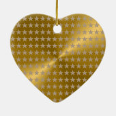 Gold Metallic Wunderbare Keramik Herz-Rote Sterne Ornament (Hinten)