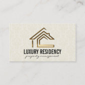 Gold Metallic Zuhause | Damask Muster Visitenkarte (Vorderseite)