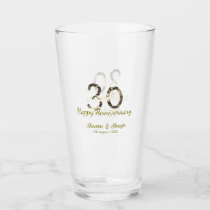 Gold Metallisch 30. Glücklicher Jahrestag Name hin Glas