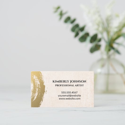 Gold, metallisch gebürstet | Hintergrundinformatio Visitenkarte (Stehend Vorderseite)