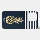 Gold Metallische Ananas Navy Blue Stripes Case-Mate iPhone Hülle (Rückseite (Horizontal))