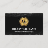 Gold-Metallische Blätter | Klassischer Monogramm-M Visitenkarte (Vorderseite)