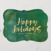 Gold Metallische Feiertage Feiertagskarte (Vorne/Hinten)