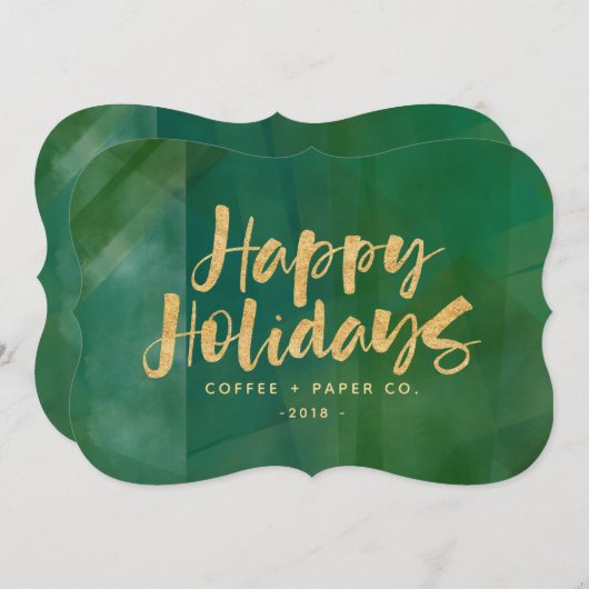 Gold Metallische Feiertage Feiertagskarte (Vorne/Hinten)