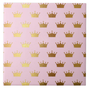 Gold Metallische Foil Crowns Pink Royal Modern Fliese