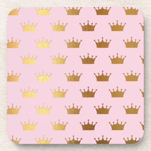 Gold Metallische Foil Crowns Pink Royal Modern Getränkeuntersetzer (Vorderseite)