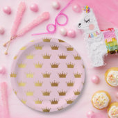 Gold Metallische Foil Crowns Pink Royal Modern Pappteller (Party)